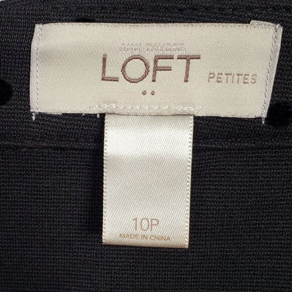 Loft Petites 10P Size 10 Skirt Knee Pencil Polka Dot Stretch Party Office Black - Picture 7 of 8
